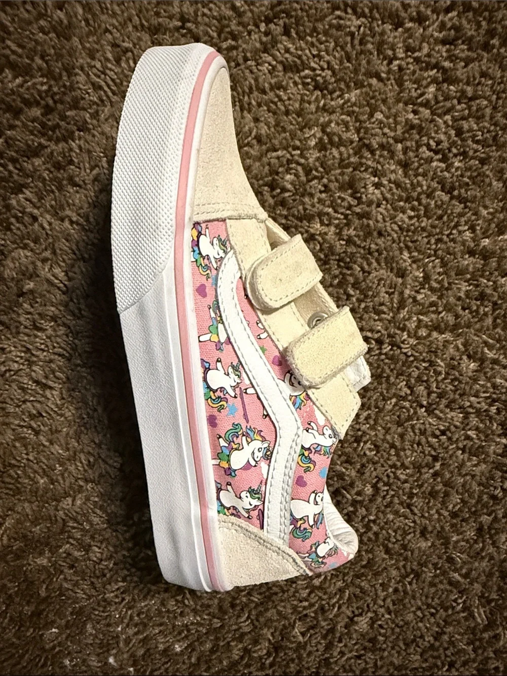 Vans Kids Unicorn Print Pink Velcro Sneakers size 2.5 kids